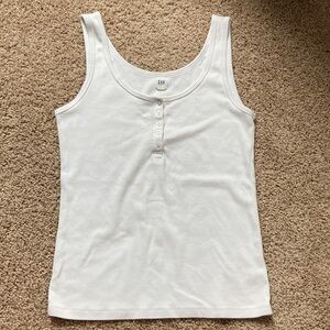 Gap White Half Button Down Cotton Modal Tank Top Size Medium